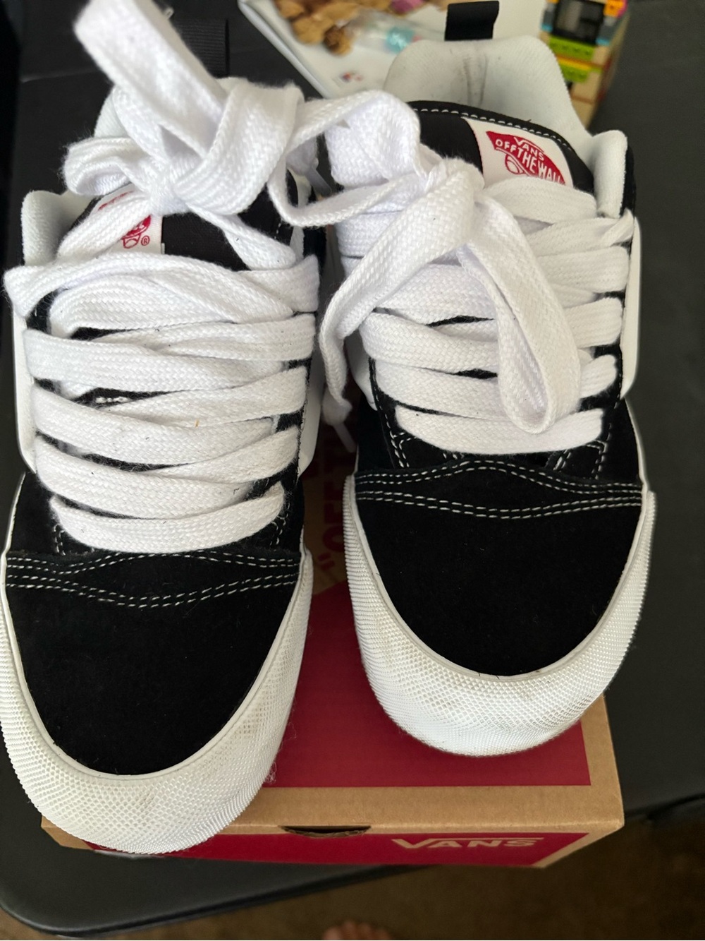 Vans Kids Black and White Low-Top Skate Sneakers